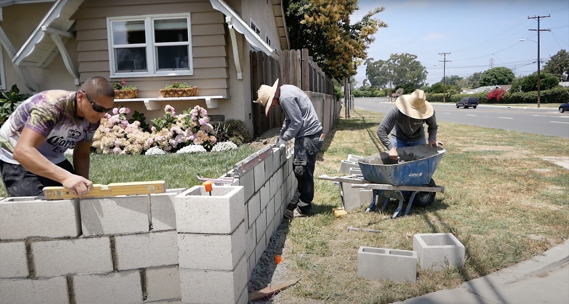 Concrete block retaining wall installation in Taunton, MA Professional concrete block retaining wall construction by Taunton Concrete team