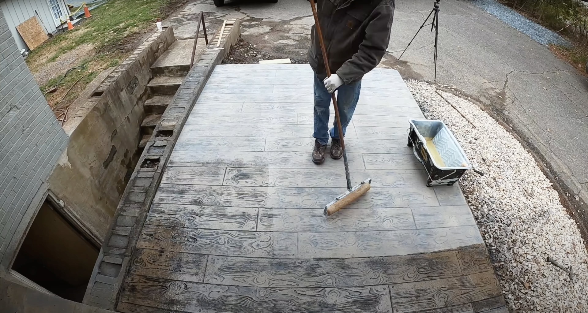 Beautiful stamped concrete walkway and patio in Taunton, MA Decorative stamped concrete walkway installation by Taunton Concrete