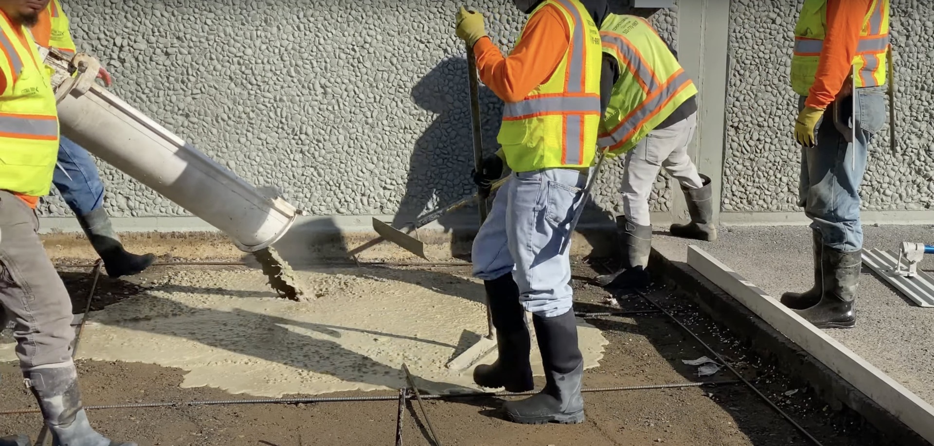 Professional concrete pouring and finishing in Taunton, MA Concrete pouring and finishing for commercial project by Taunton Concrete team